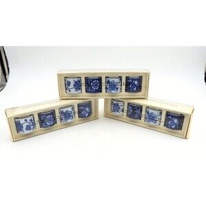 Pier 1 Mandarin Napkin Rings Cobalt Blue White Floral 12 Count 3 Sets of 4